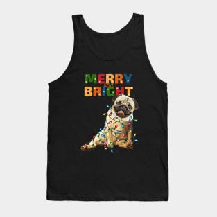 Pug and Christmas lights and HO HO HO! Pug lovers Christmas time Tank Top